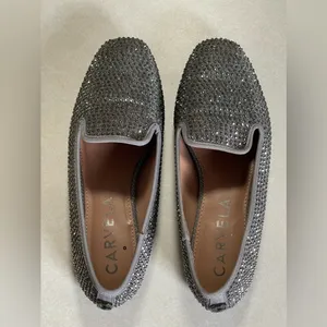 CARVELA Women's Shine Gem-Detail Slip-On Flats Grey & Silver Size 8.5 thumbnail 5