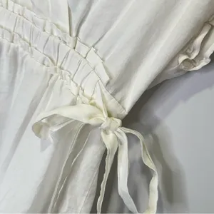 🍁 Zara Ruffle V-neck Mini Dress‎ Cinched Waist Ties White Small thumbnail 7