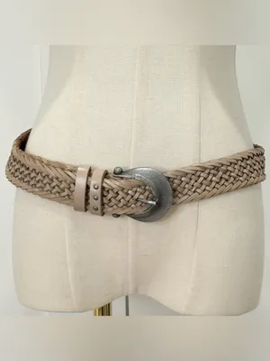 Free People We The Free Brix Belt Medium Large Oyster Braided Leather Western thumbnail 6