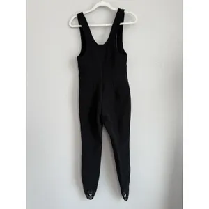 Vintage Obermeyer Skiwear Overalls Women's 6L Black Bibs Stirrups Wool‎ Blend thumbnail 2