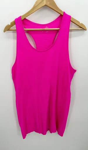 Zyia Active Tank Women XL Neon Pink Racerback Ribbed Nylon Blend Stretch Workout thumbnail 1
