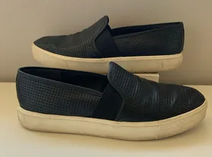 Vince size 6 Blair black perforated leather slip on loafer shoes thumbnail 1