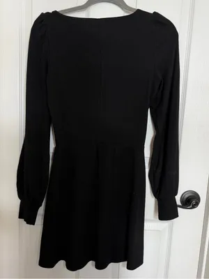 Reformation Linah Dress Black Ribbed Tencel Blend Long-Sleeve M thumbnail 3