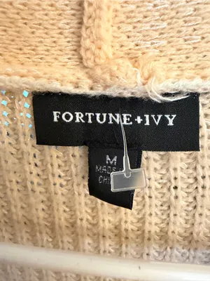 Fortune & Ivy Pastel Striped Knit Wrap Cardigan - Cream/Pink/Blue EUC thumbnail 3