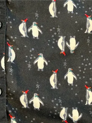 VTG Victoria's Secret The Dreamer Flannel Pj Set tuxedo Penguin Holiday cozy SM thumbnail 8