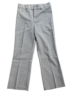 Zara Womens Houndstooth‎ Plaid High Waisted Flare Leg Trousers Brown Black XL thumbnail 1