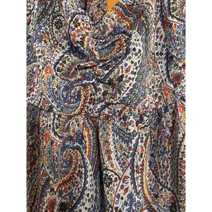Kojooin Puff Sleeve Tie Back Ruffled Dress Navy Paisley Women’s XL NWT thumbnail 5