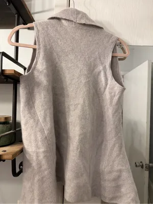 Saks 5th Avenue Light Gray Cashmere Sleeveless Open-Front Cardigan thumbnail 4