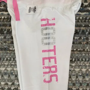 B9 New HOOTERS Capri Sweatpants Cotton Soft Stretchy Warm White/Pink Size Large thumbnail 5