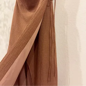 ASTR Brinda Boho Summer Vacation Faux Wrap Midi Dress in Brown One Size NWT thumbnail 4