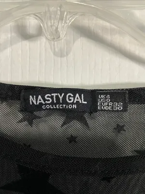 Nasty Gal Black Sheer Star-Print Short Sleeve Tee thumbnail 2