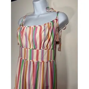 Chicwish Maxi Dress Multicolor Striped Tassel Tiered Boutique Summer Boho XL thumbnail 3