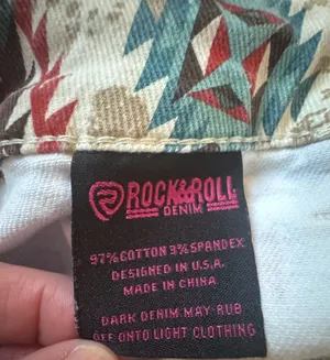 Rock & Roll Denim Aztec Print Bargain Button Bell Bottom Jeans Size 32x32 thumbnail 7