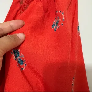 Free People Mockingbird Floral Mini Dress Coral Red Open Back Boho Size 4 thumbnail 4