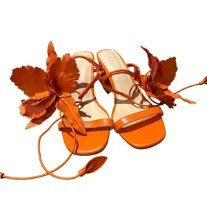 Cecelia New York Hibiscus Sandals in RARE Orange Sz. 10 thumbnail 4