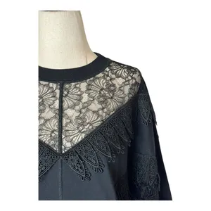 See By Chloe‎ Shirt Women Small Black Lace Crochet Crew Neck Top Whimsigoth Goth thumbnail 4