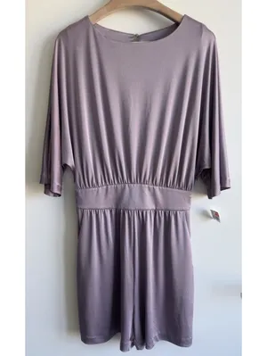 Halston Heritage Mauve Open Back Batwing Sleeve Romper Size 10 thumbnail 2