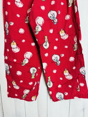 Charter Club Intimates Pajama Set Sz L Red Snowman Christmas Winter Pockets thumbnail 5