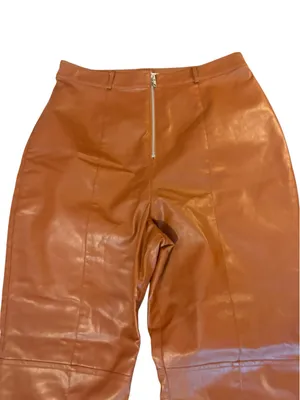 Lovers and Friends Georgie Pant in Chestnut Brown Womens Large Faux Leather thumbnail 6