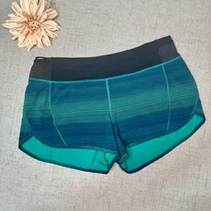 Lululemon Real Quick High Rise Athletic Shorts Simply Radiant Hunter Green Black thumbnail 2