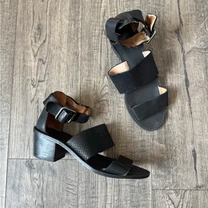 Madewell The Warren Block Heel- Black Leather- Size 7 thumbnail 4