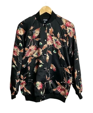 Chaps Floral Satin‎ Bomber Jacket Size Large thumbnail 1