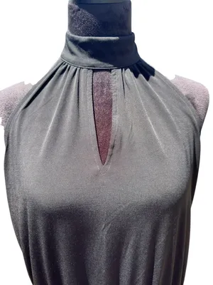The Limited Black Keyhole High Neck‎ Midi Dress L Halter Style LBD Cocktail thumbnail 3