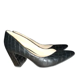 Liz Claiborne Elegant Black Crocodile Pattern chunky Heels! Ntn thumbnail 5