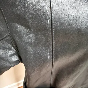 EUC Vintage 90's Y2K Leather Black Trench Coat Jacket Small Button Close Collar thumbnail 3