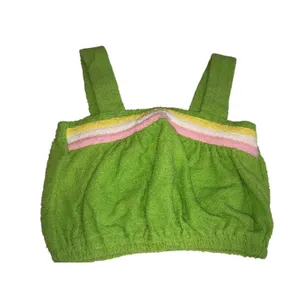 Lime GreenTerry Cloth 2 Piece Beach Swim Cover Green Pink Korea OS Summer Set thumbnail 2