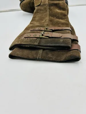 Nine West Taupe Brown Suede Tumble Tall Riding Boots Sz 9 Double Buckle thumbnail 14