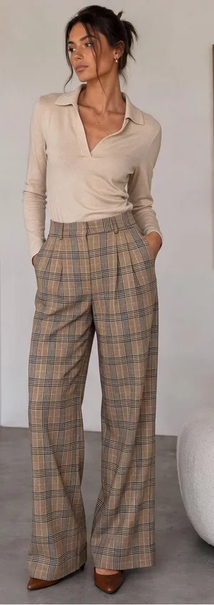 OLD NAVY Plaid Taylor Wide Leg Trousers thumbnail 1