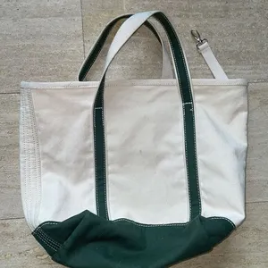 RESTORATION HARDWARE BOAT & TOTE‎ BEIGE Green CANVAS Large Logo thumbnail 4