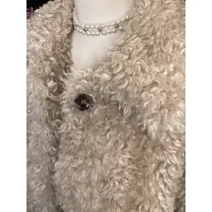Lulus‎ Faux Fur Coat XS Beige Curly Sherpa Button Front Coat thumbnail 2