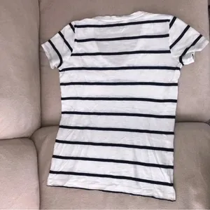 Madewell Blue & White Striped Short Sleeve V-Neck T Shirt Size XS thumbnail 4