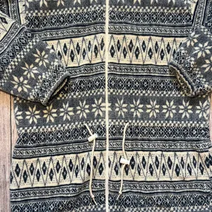 VTG Active Stuff Snowflake Fleece‎ Coat Hoodie Zip Jacket Womens L Christmas USA thumbnail 3