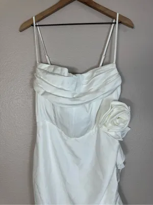Club L London On The List White Asymmetrical Corset Midi Dress Floral Drape $145 thumbnail 7