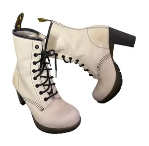 Dr Martens Darcie Heels White Leather Lace‎ Up Boots Size 7 Statement Chunky thumbnail 1