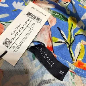 Apparallel Akira Dress Blue Floral Maxi Bell Sleeve S24-621 NWT Womens XS $170 thumbnail 7