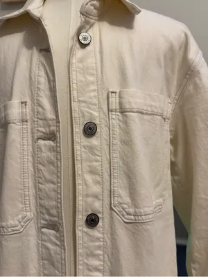 Abercrombie Women's Denim Shirt Jacket in Cream/Off-White thumbnail 6