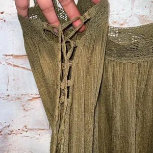 Free People Sweet Thing Tunic Mini Dress Lace-Up Side Ties Moss Medium green thumbnail 7
