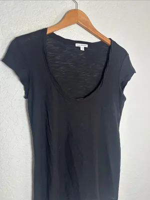 Standard James Perse Black Tissue Tee Scoop Neck Cap Sleeve T-Shirt Minimalist thumbnail 2