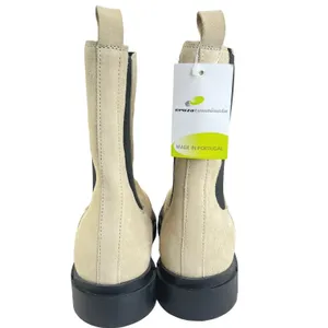 Cruza Tendência Chelsea Boots‎ Women 38 Beige Suede Lug Sole Tall Shaft thumbnail 4