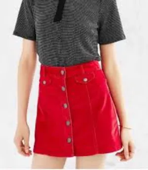 BDG urban outfitters red corduroy mini skirt‎ women’s size 4 casual punk party thumbnail 1
