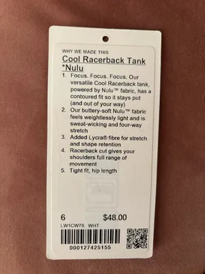 Lululemon Cool Racerback Tank Nulu 6 White thumbnail 3