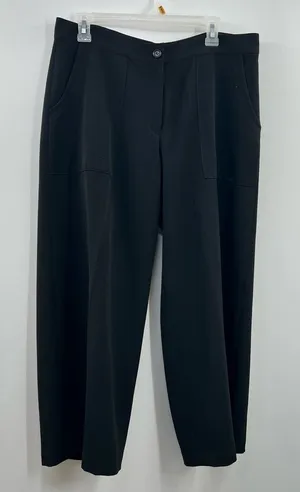 Clara Sun Woo Pants Womens L Black Wide Leg Stretch Career Trousers Pockets thumbnail 1