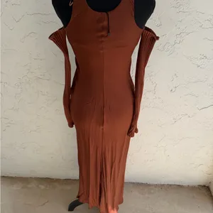 Zara Rust Brown Sleeveless Maxi Dress with Detachable Sleeves thumbnail 2
