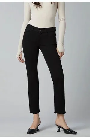 DL1961 Mara Black Straight Ankle Jeans - Concrete thumbnail 1