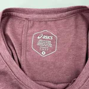 Asics Women S Heathered Mauve Crewneck Short Sleeve T-Shirt‎ Performance Workout thumbnail 4
