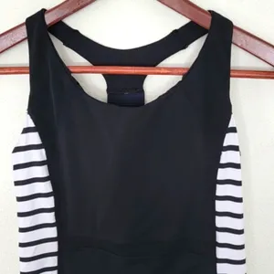 Athleta‎ Black and White Stripe Ace Racer Tank Top Mesh Details Pockets Size S thumbnail 3